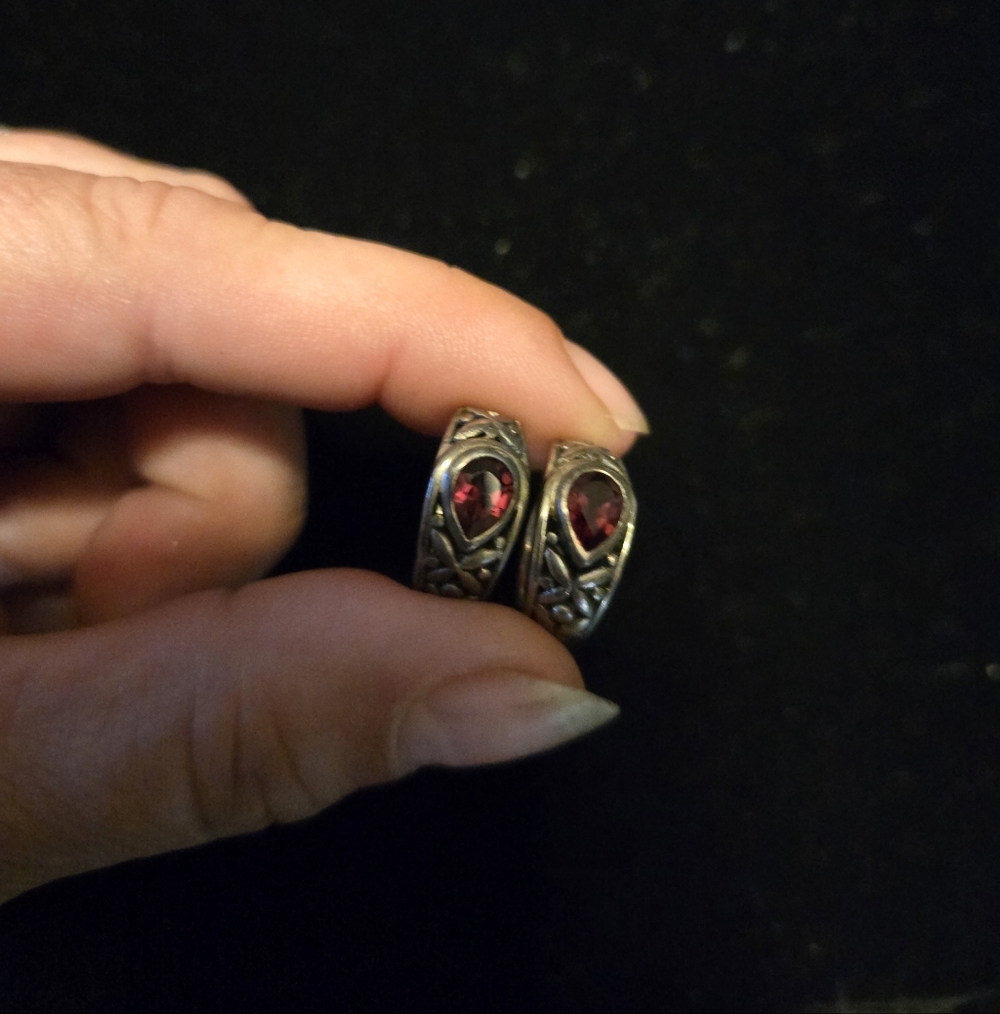 Elegant Silver and Garnet Earrings